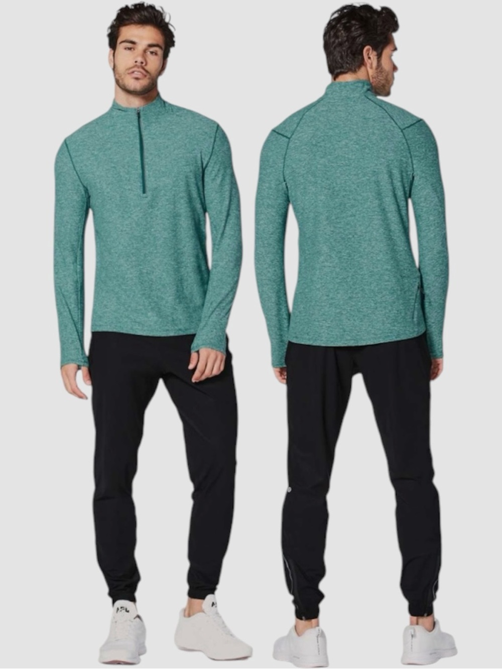 Lululemon Surge Warm 1/2 Zip Heathered Laguna M